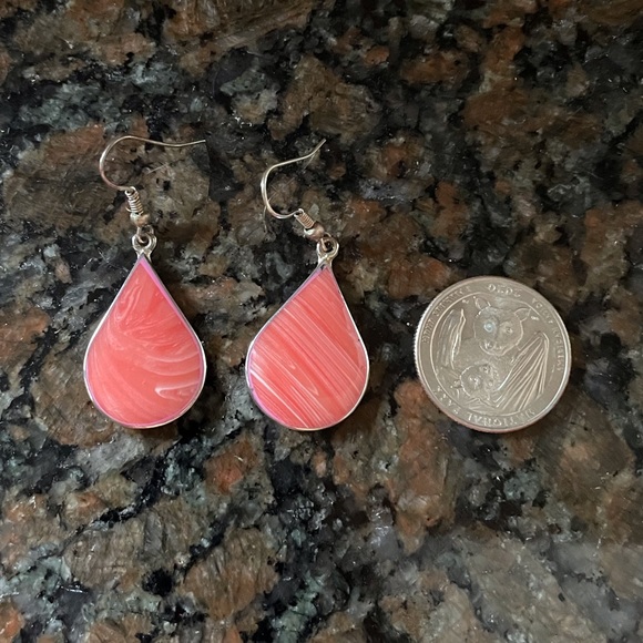 Mexican Alpaca silver teardrop dangle earrings - Picture 3 of 3